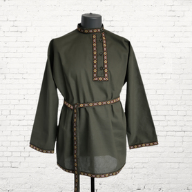 Косоворотка Народная, хлопок, хаки- фото 1