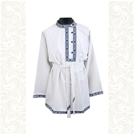 Косоворотка Оберег, белый хлопок с синим