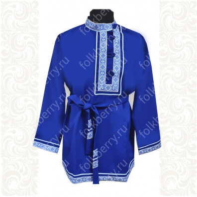 Косоворотка Русич, синий габардин с белым- фото 1