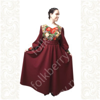 Платье Божена, красное, зеленое, длинное