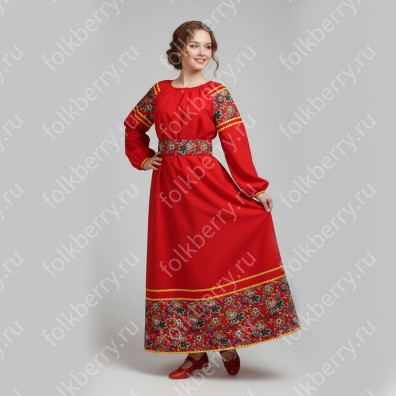 Платье Полюшко, габардин, красное- фото 1