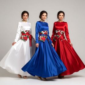 Платье Триколор-3, атлас, бело-сине-красное- фото 1